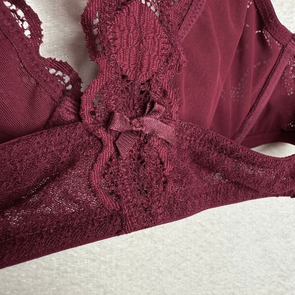 Aerie Happy Lace Floral Racerback Underwire Bralette Red Size 34A Intimates Bra - Picture 9 of 11